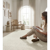 Uni Effen Laagpolig Vloerkleed Modern Creme