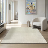 Uni Effen Laagpolig Vloerkleed Modern Creme