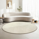 Uni Rond Effen Laagpolig Vloerkleed Modern Creme