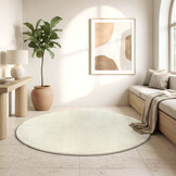 Uni Rond Effen Laagpolig Vloerkleed Modern Creme