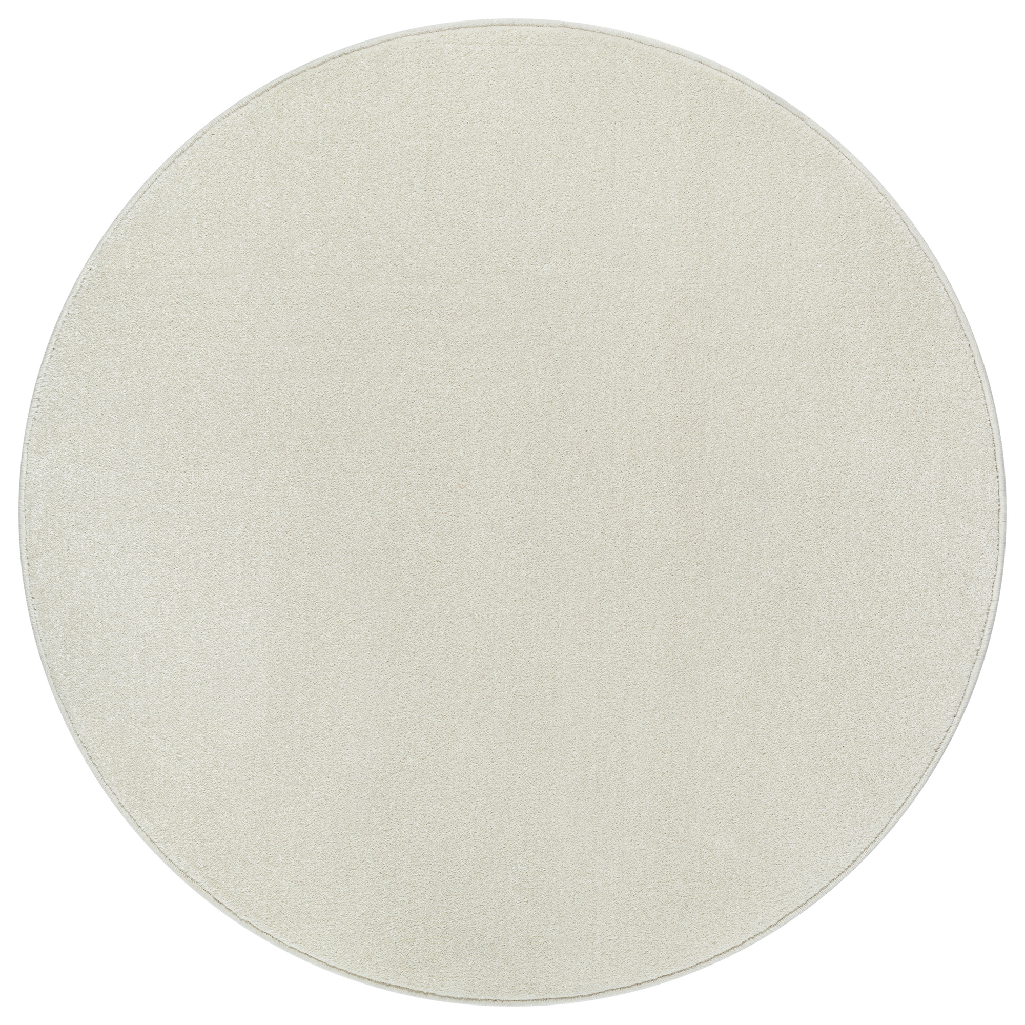 Uni Rond Effen Laagpolig Vloerkleed Modern Creme