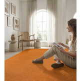 Uni Effen Laagpolig Vloerkleed Modern Oranje