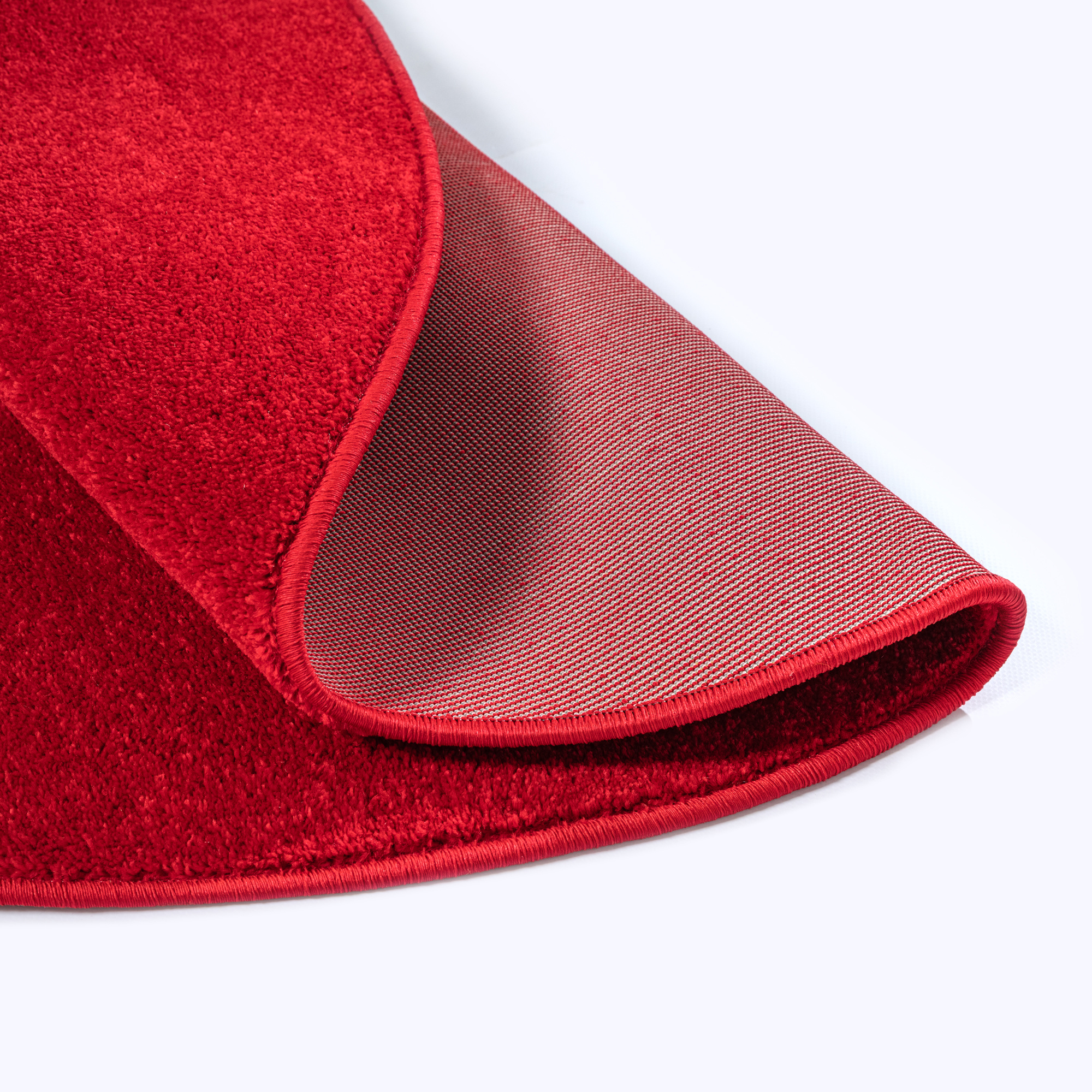 Uni Rond Rood Vloerkleed – Modern Laagpolig Effen Tapijt