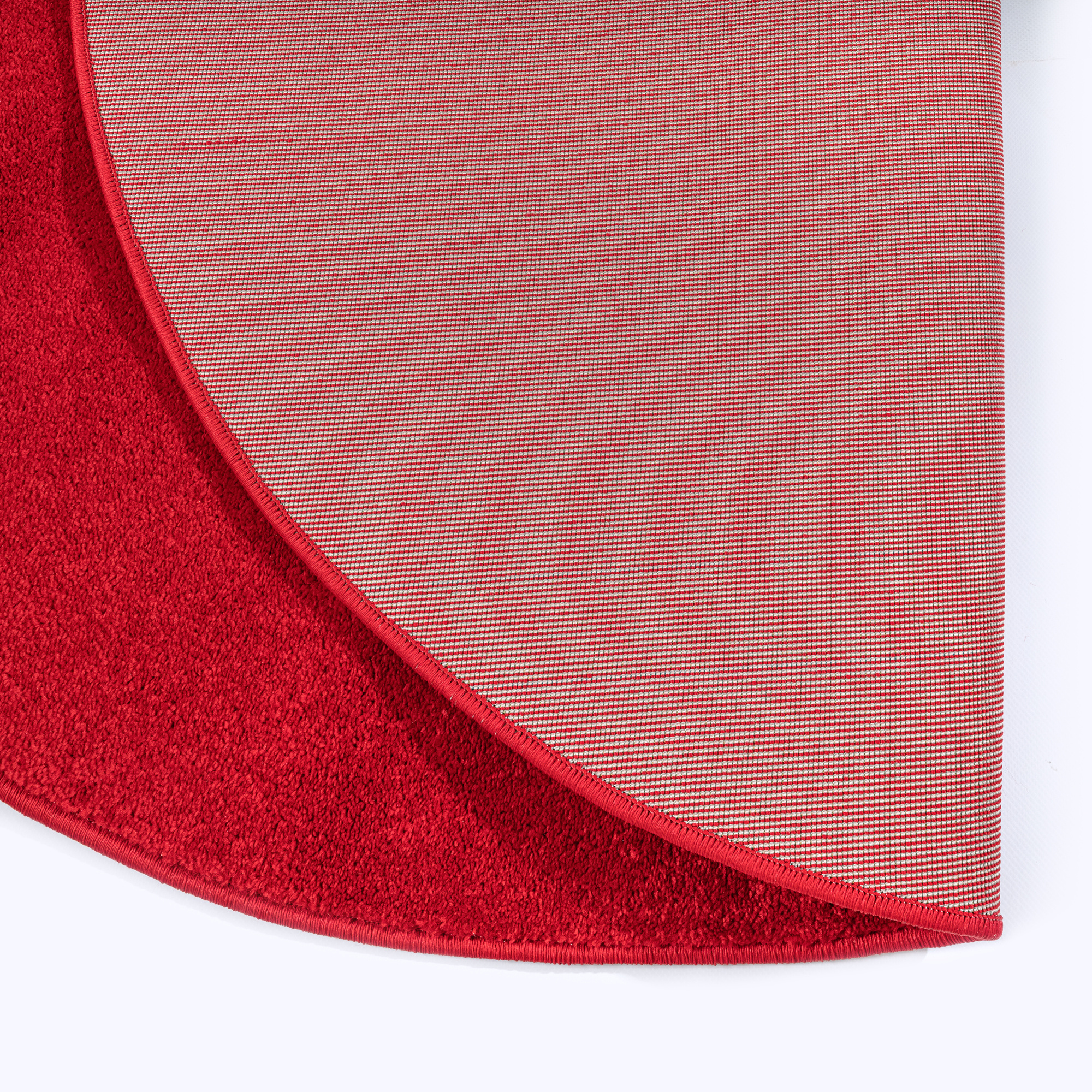 Uni Rond Rood Vloerkleed – Modern Laagpolig Effen Tapijt