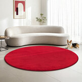 Uni Rond Rood Vloerkleed – Modern Laagpolig Effen Tapijt