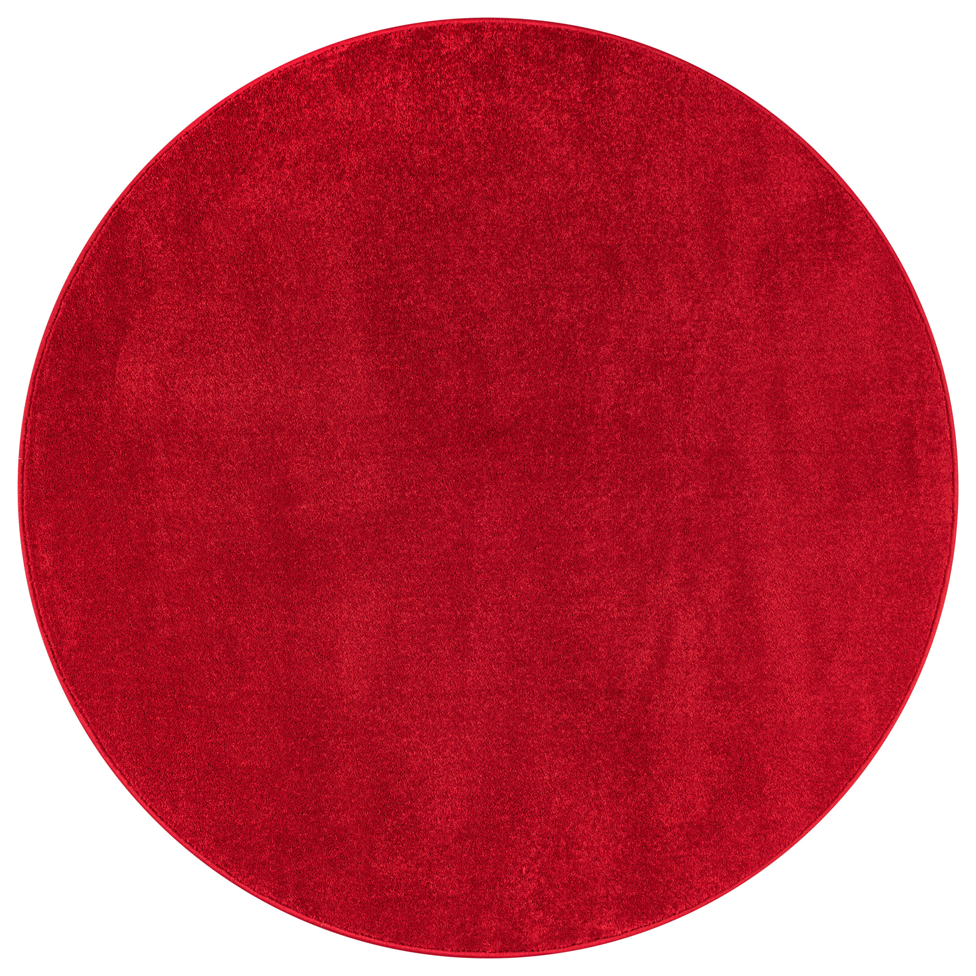 Uni Rond Rood Vloerkleed – Modern Laagpolig Effen Tapijt