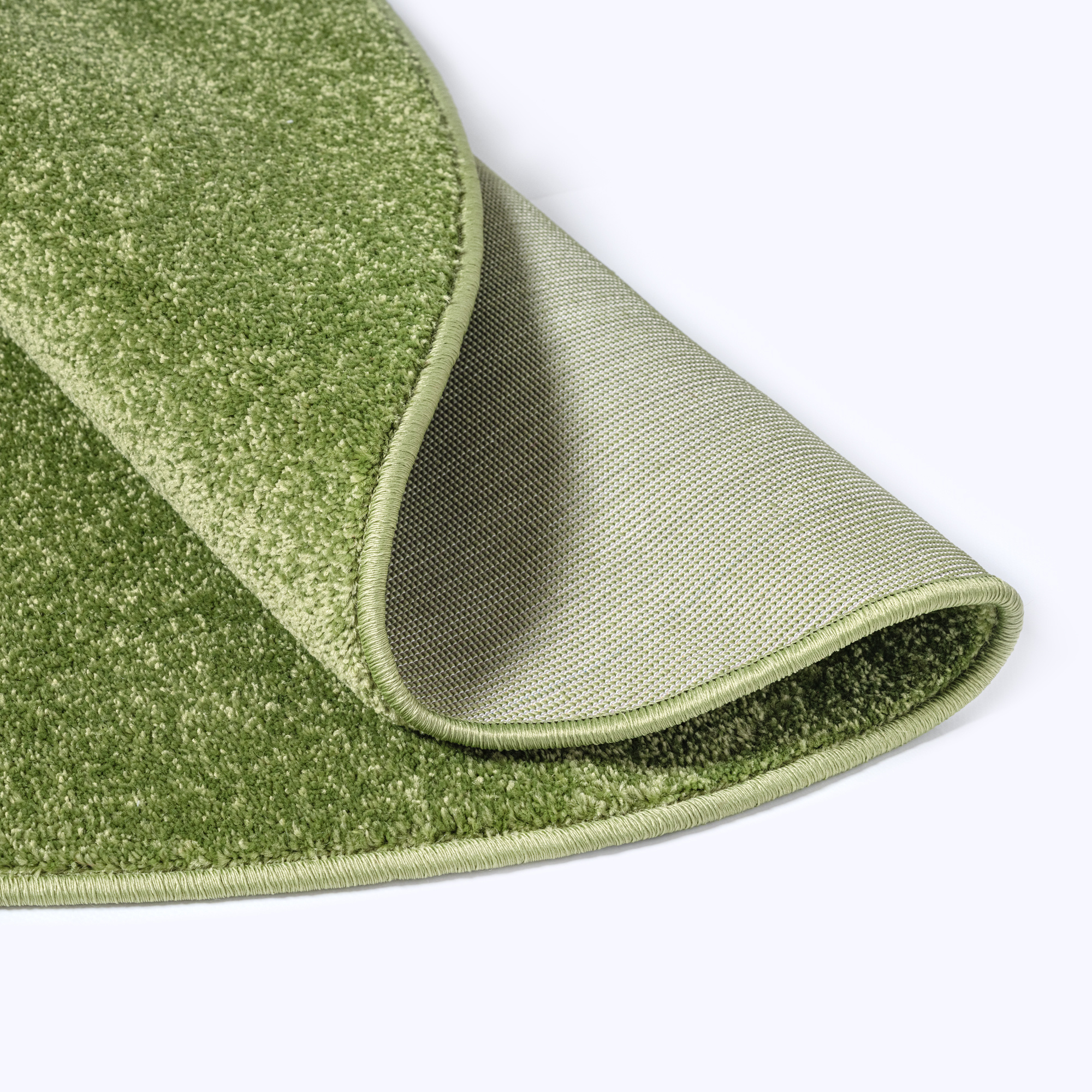 Uni Rond Groen Vloerkleed – Modern Laagpolig Effen Tapijt