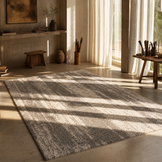 Mirage Shaggy Hoogpolig Vloerkleed Grijs/Crème