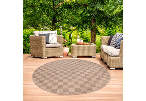 Sahara Rond Buitenkleed Jute-Look Weerbestendig Vloerkleed Beige