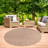 Sahara Uni Rond Buitenkleed Jute-Look Weerbestendig Vloerkleed Beige