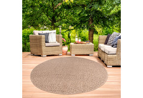 Sahara Uni Rond Buitenkleed Jute-Look Weerbestendig Vloerkleed Beige