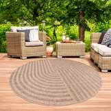 Sahara Japandi Rond Buitenkleed Jute-Look Weerbestendig Vloerkleed Beige
