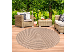 Sahara Japandi Rond Buitenkleed Jute-Look Weerbestendig Vloerkleed Beige