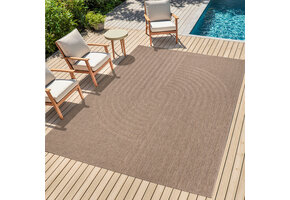 Sahara Japandi Buitenkleed Jute-Look Weerbestendig Vloerkleed Beige Zwart