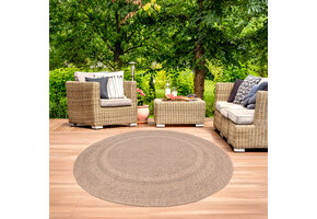 Sahara Rond Buitenkleed Jute-Look Weerbestendig Vloerkleed Beige