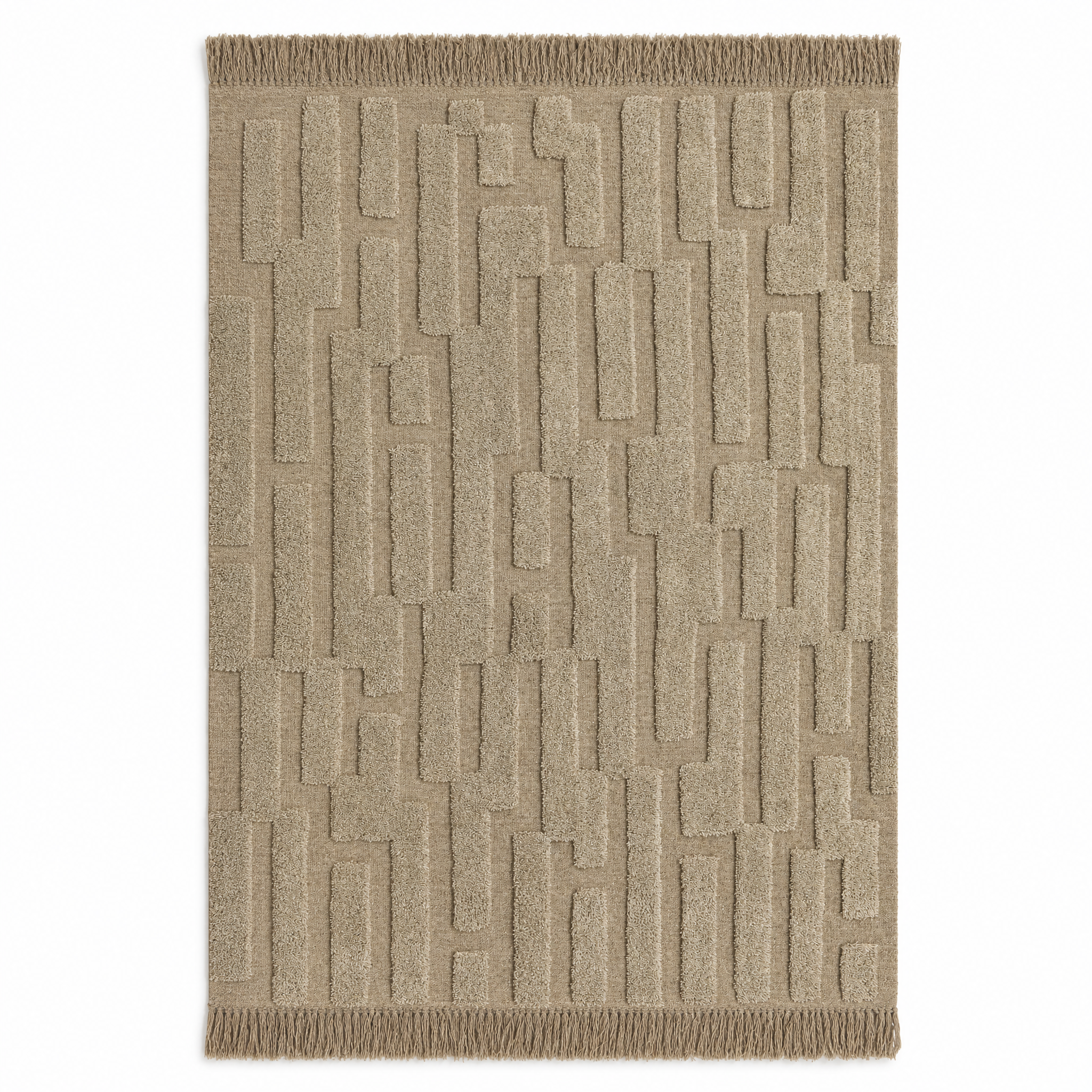 Design Berber Wollen Vloerkleed Bohemian Effen Beige