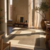 Japandi Design Wol Vloerkleed - Effen Creme Beige