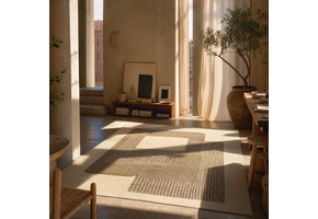 Japandi Design Wol Vloerkleed - Effen Creme Beige