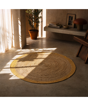 Jaipur Jute Rond Vloerkleed Beige Geel
