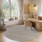 Comfy Soft - Rond Effen Vloerkleed Wasbaar Uni Beige