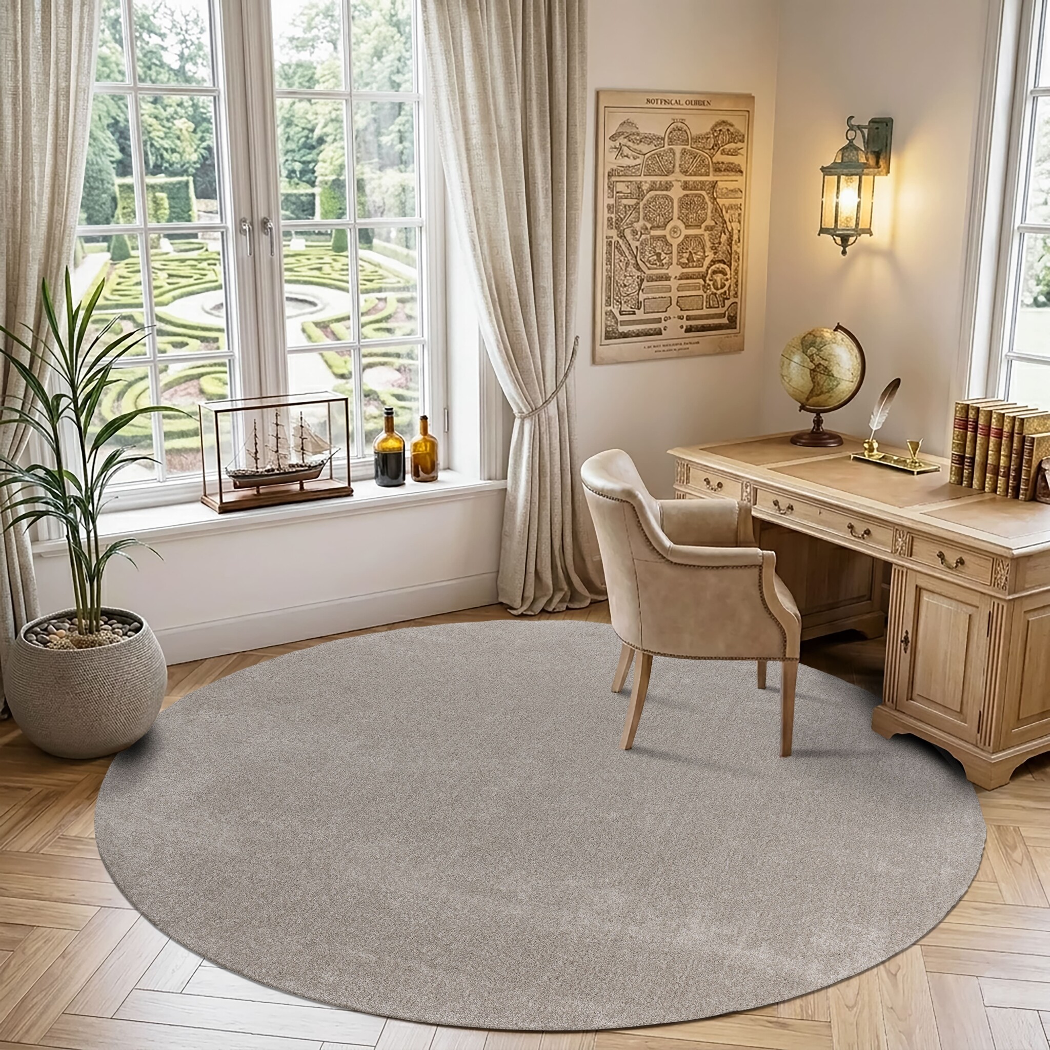 Comfy Soft - Rond Effen Vloerkleed Wasbaar Uni Beige