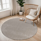 Comfy Soft - Rond Effen Vloerkleed Wasbaar Uni Beige