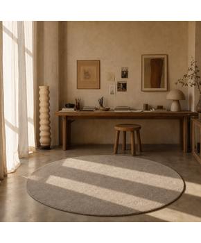 Comfy Soft - Rond Effen Vloerkleed Wasbaar Uni Beige