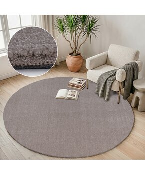 Comfy Premium - Rond Luxe Effen Vloerkleed Wasbaar Uni Beige