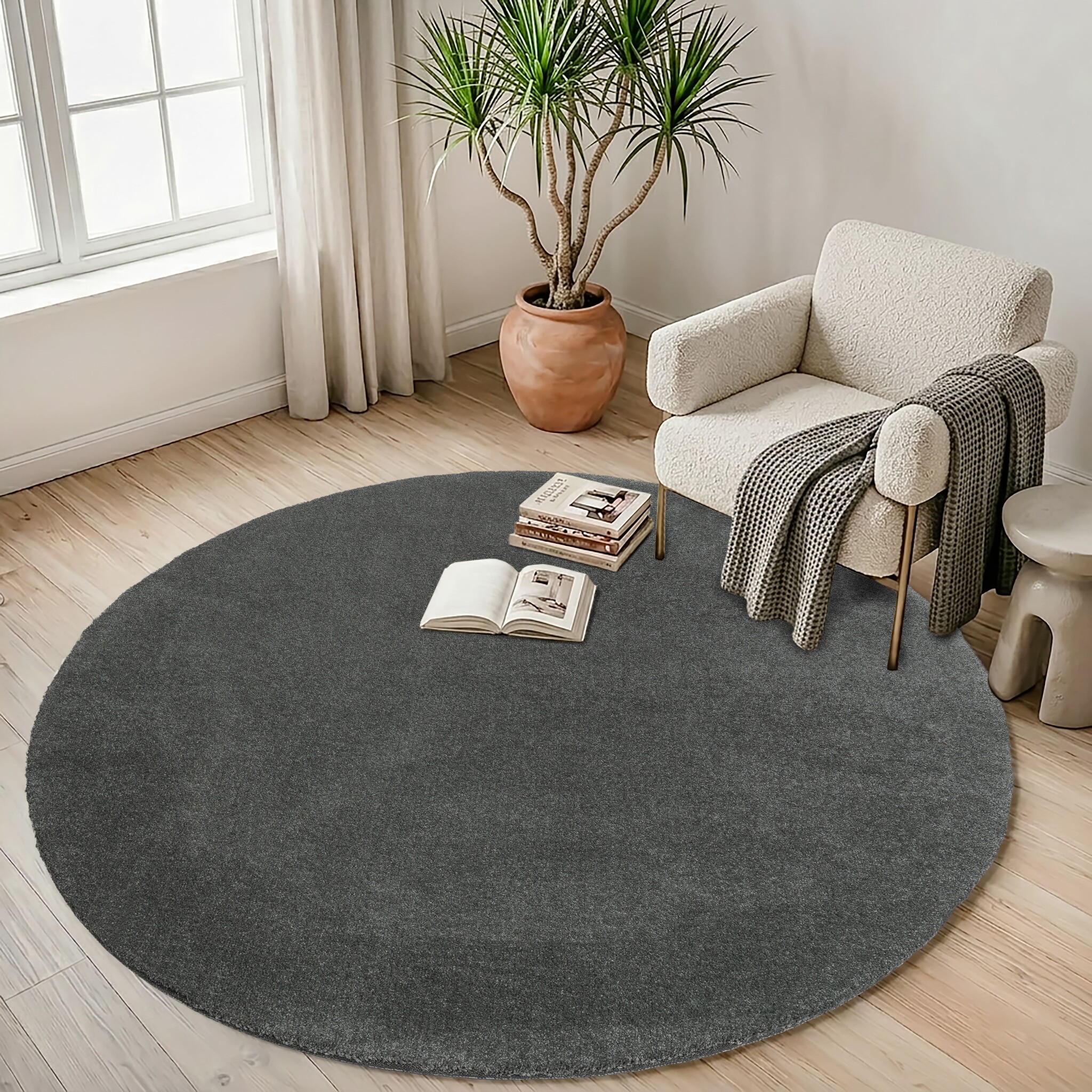 Comfy Premium - Rond Luxe Effen Vloerkleed Wasbaar Uni Groen