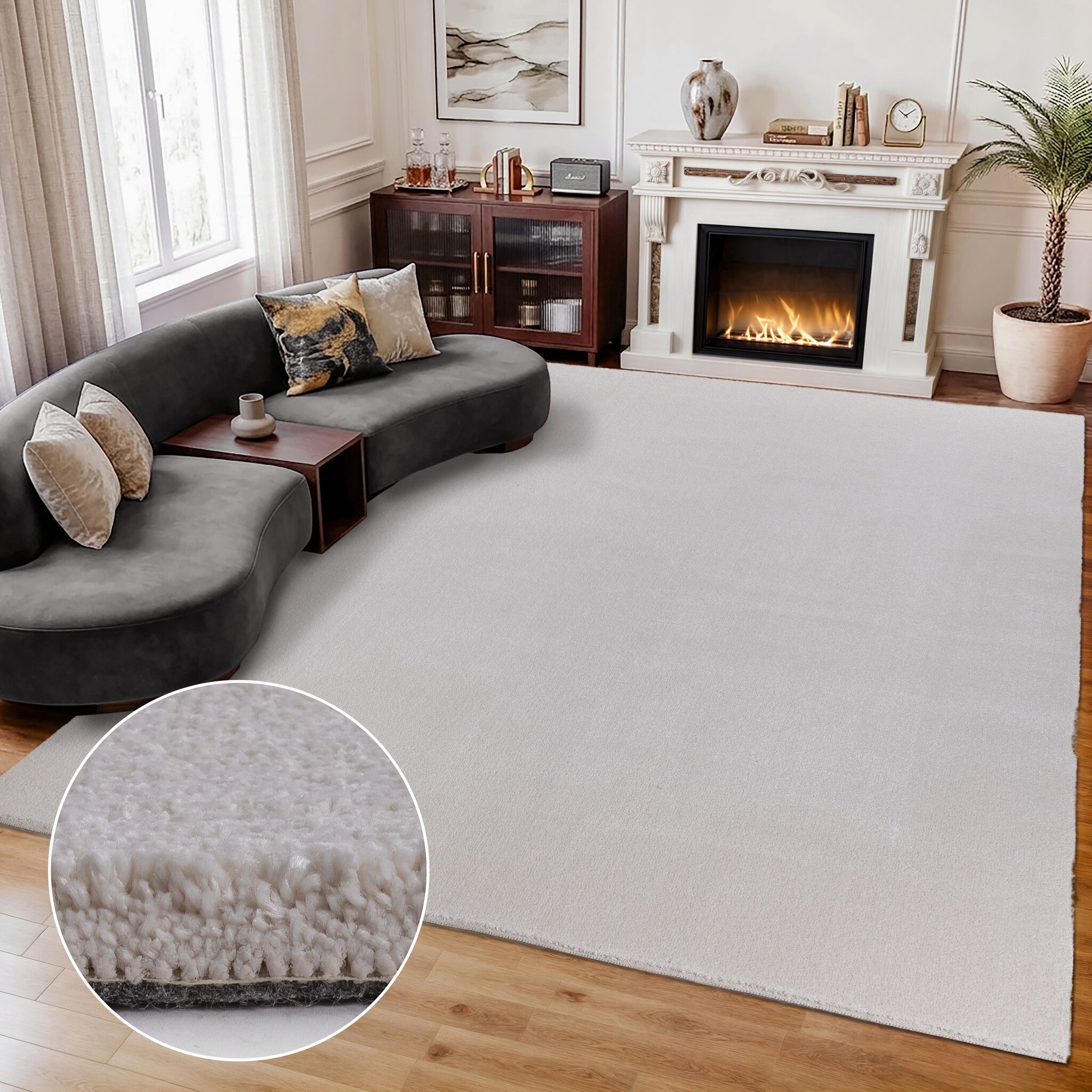 Comfy Premium - Luxe Effen Vloerkleed Wasbaar Uni Creme
