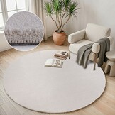 Comfy Premium - Rond Luxe Effen Vloerkleed Wasbaar Uni Creme