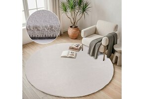 Comfy Premium - Rond Luxe Effen Vloerkleed Wasbaar Uni Creme