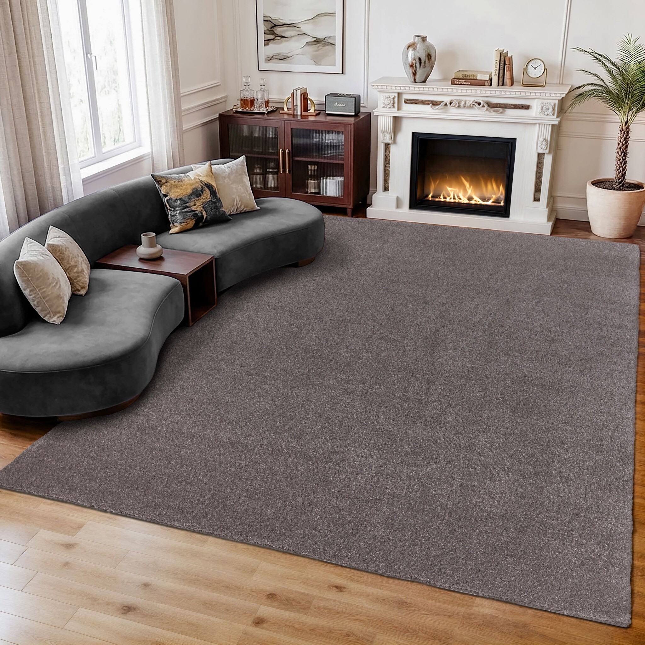 Comfy Premium - Luxe Effen Vloerkleed Wasbaar Uni Taupe
