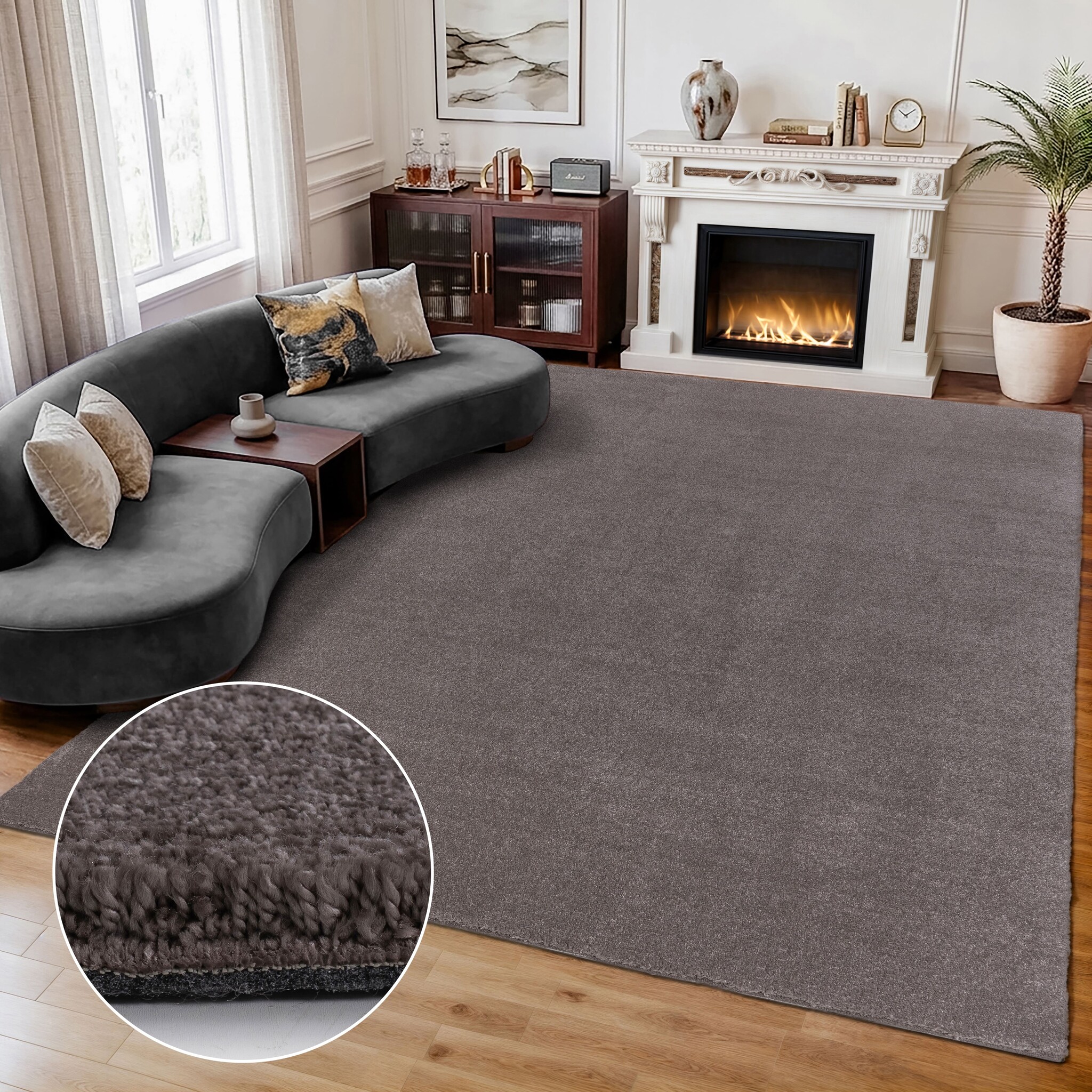 Comfy Premium - Luxe Effen Vloerkleed Wasbaar Uni Taupe