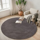 Comfy Premium - Rond Luxe Effen Vloerkleed Wasbaar Uni Taupe