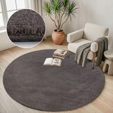 Comfy Premium - Rond Luxe Effen Vloerkleed Wasbaar Uni Taupe