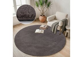 Comfy Premium - Rond Luxe Effen Vloerkleed Wasbaar Uni Taupe