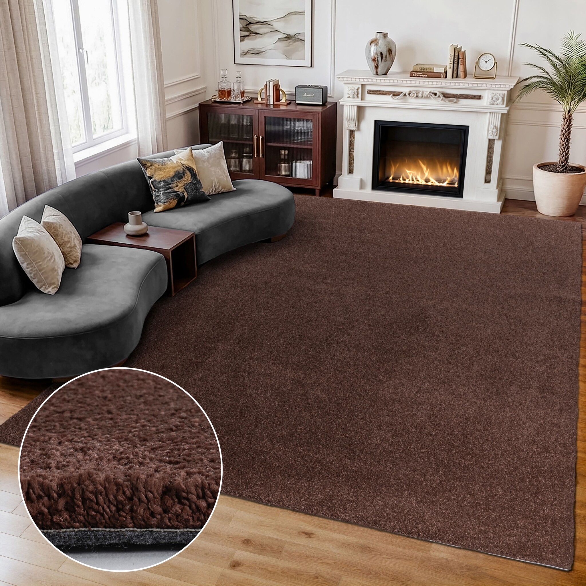 Comfy Premium - Luxe Effen Vloerkleed Wasbaar Uni Terra