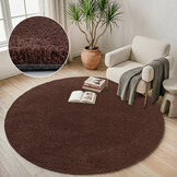 Comfy Premium - Rond Luxe Effen Vloerkleed Wasbaar Uni Terra
