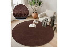 Comfy Premium - Rond Luxe Effen Vloerkleed Wasbaar Uni Terra