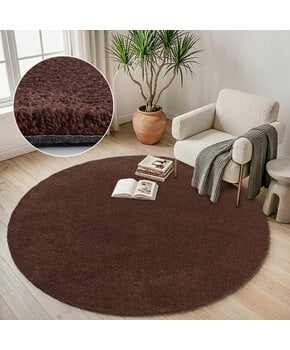 Comfy Premium - Rond Luxe Effen Vloerkleed Wasbaar Uni Terra