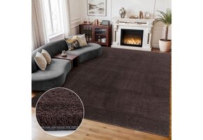 Comfy Premium - Luxe Effen Vloerkleed Wasbaar Uni Bruin