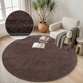 Comfy Premium - Rond Luxe Effen Vloerkleed Wasbaar Uni Bruin