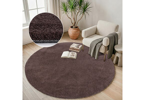 Comfy Premium - Rond Luxe Effen Vloerkleed Wasbaar Uni Bruin