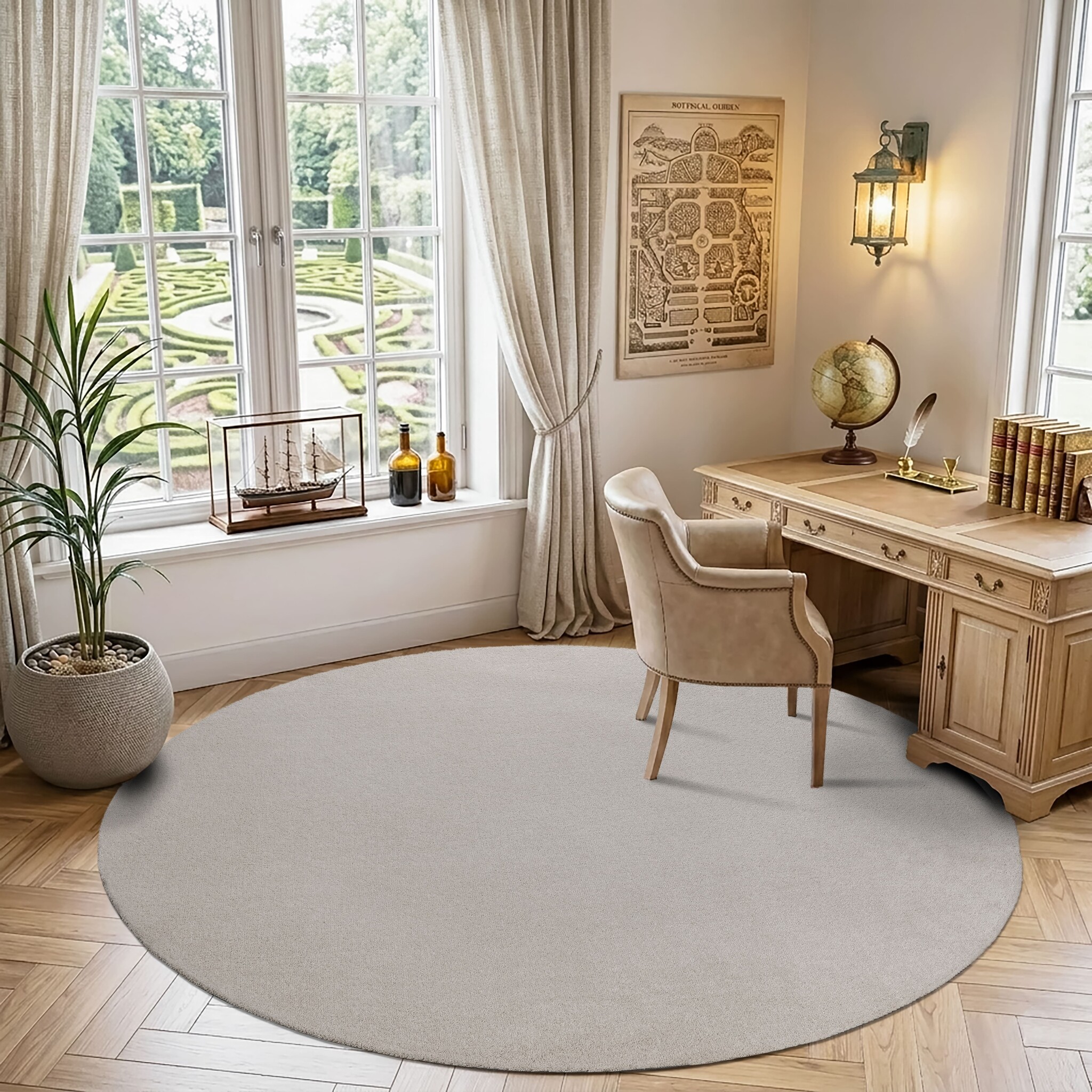 Comfy Soft - Rond Effen Vloerkleed Wasbaar Uni Creme