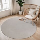 Comfy Soft - Rond Effen Vloerkleed Wasbaar Uni Creme