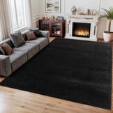 Comfy Soft - Effen Vloerkleed Wasbaar Uni Zwart
