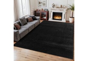 Comfy Soft - Effen Vloerkleed Wasbaar Uni Zwart