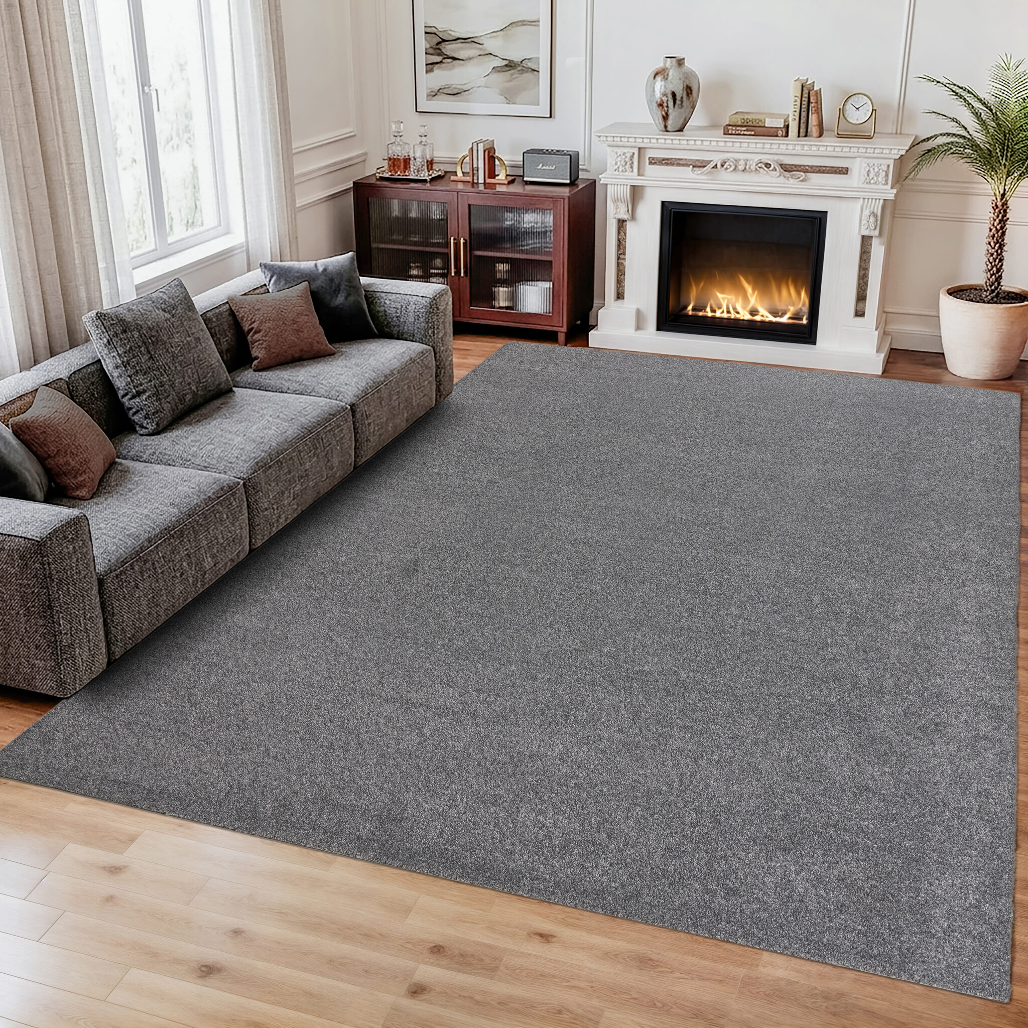 Comfy Soft - Effen Vloerkleed Wasbaar Uni Grijs