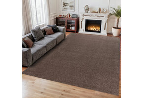 Comfy Soft - Effen Vloerkleed Wasbaar Uni Bruin Donker Beige